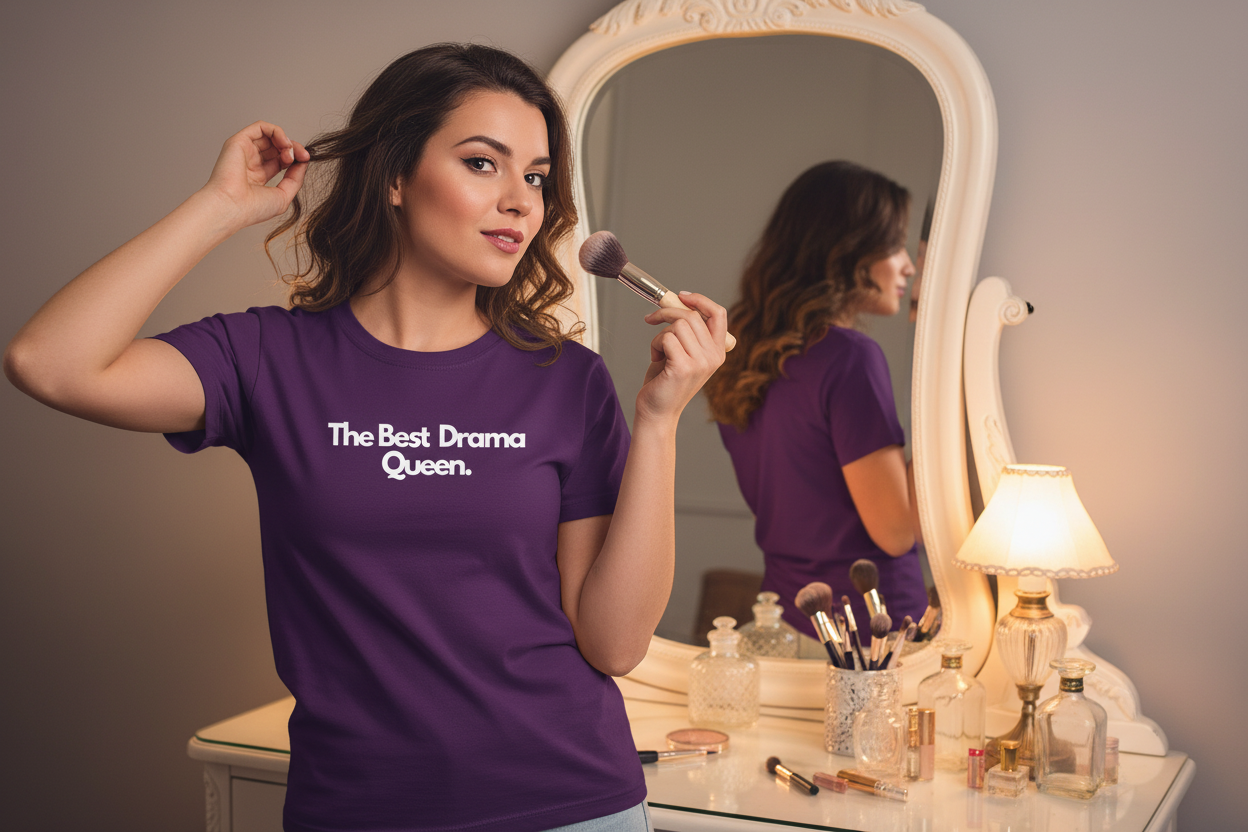 Purple unisex T-shirt with "The Best Drama Queen" print