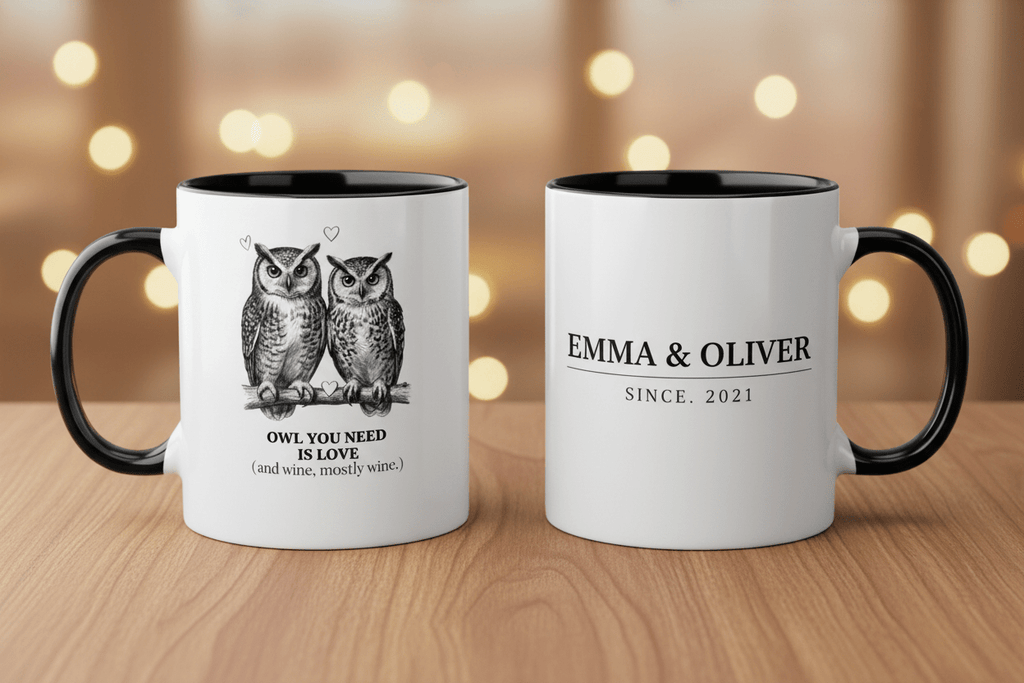 Owl You Need Is Love Mug | Funny Couples Coffee Cup | Romantic Gift for Her - AlleyCrafters