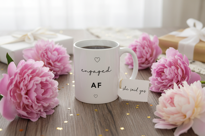 Engaged AF — bridal shower flatlay