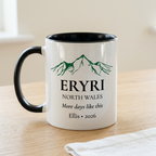 Eryri mug with More days like this and Ellis 2026 on a pale oak table
