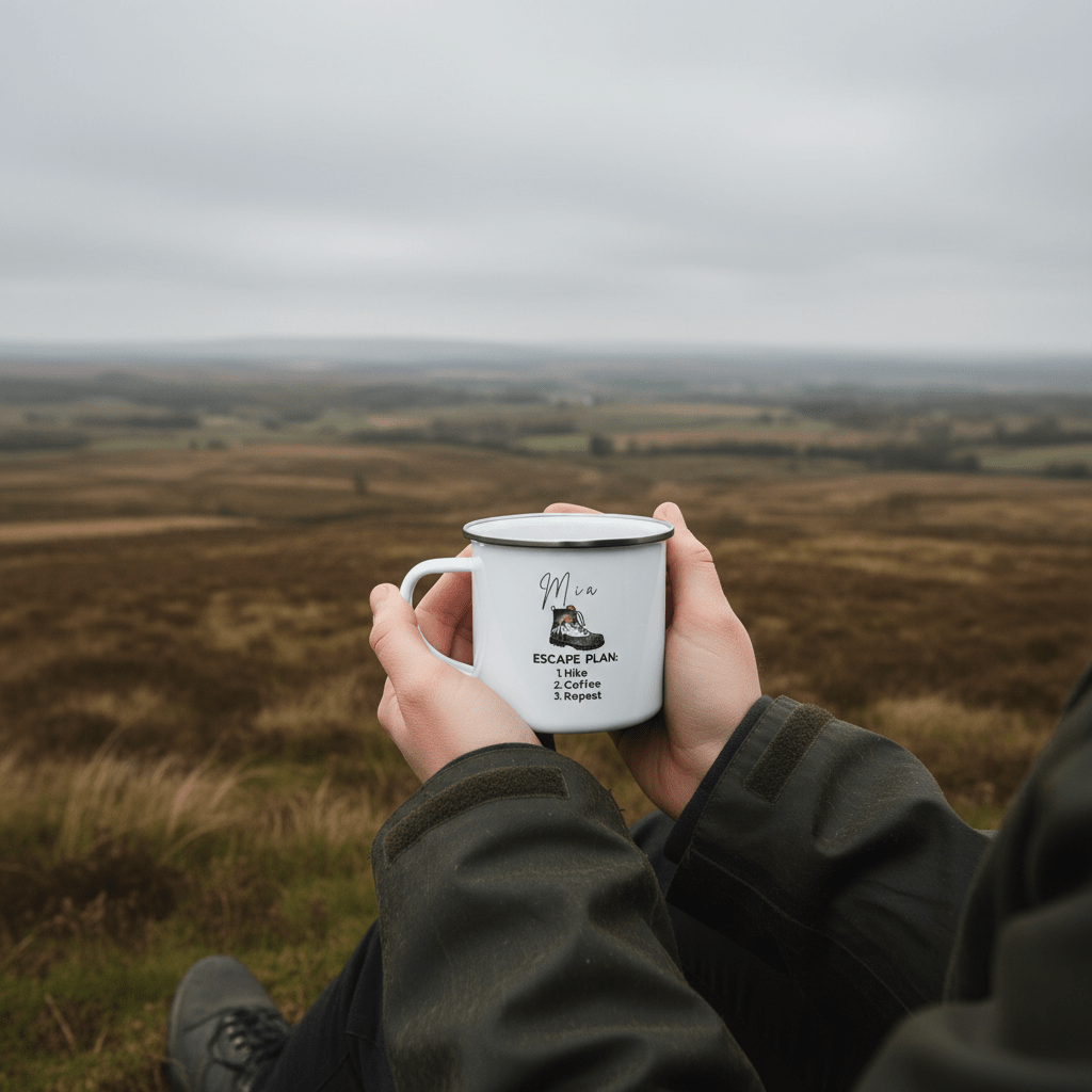 Coffee Tastes Better Outside Enamel Camping Mug | Outdoor Hiking & Camper Gift - AlleyCrafters