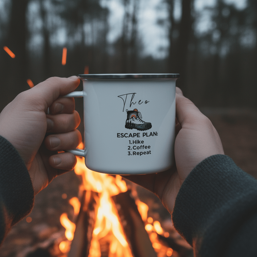 Coffee Tastes Better Outside Enamel Camping Mug | Outdoor Hiking & Camper Gift - AlleyCrafters