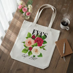 Personalised Floral Tote Bag | Custom Name, Text & Date | Choose Rose Colours | Eco Gift - Alley Crafters