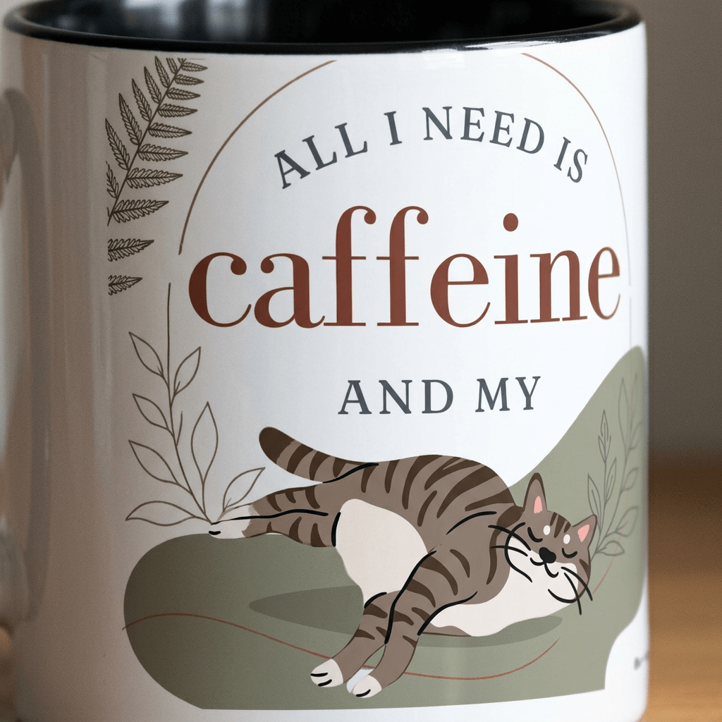 Personalised Cat Photo Mug – All I Need Is Caffeine and My Cat - #AlleyCrafters
