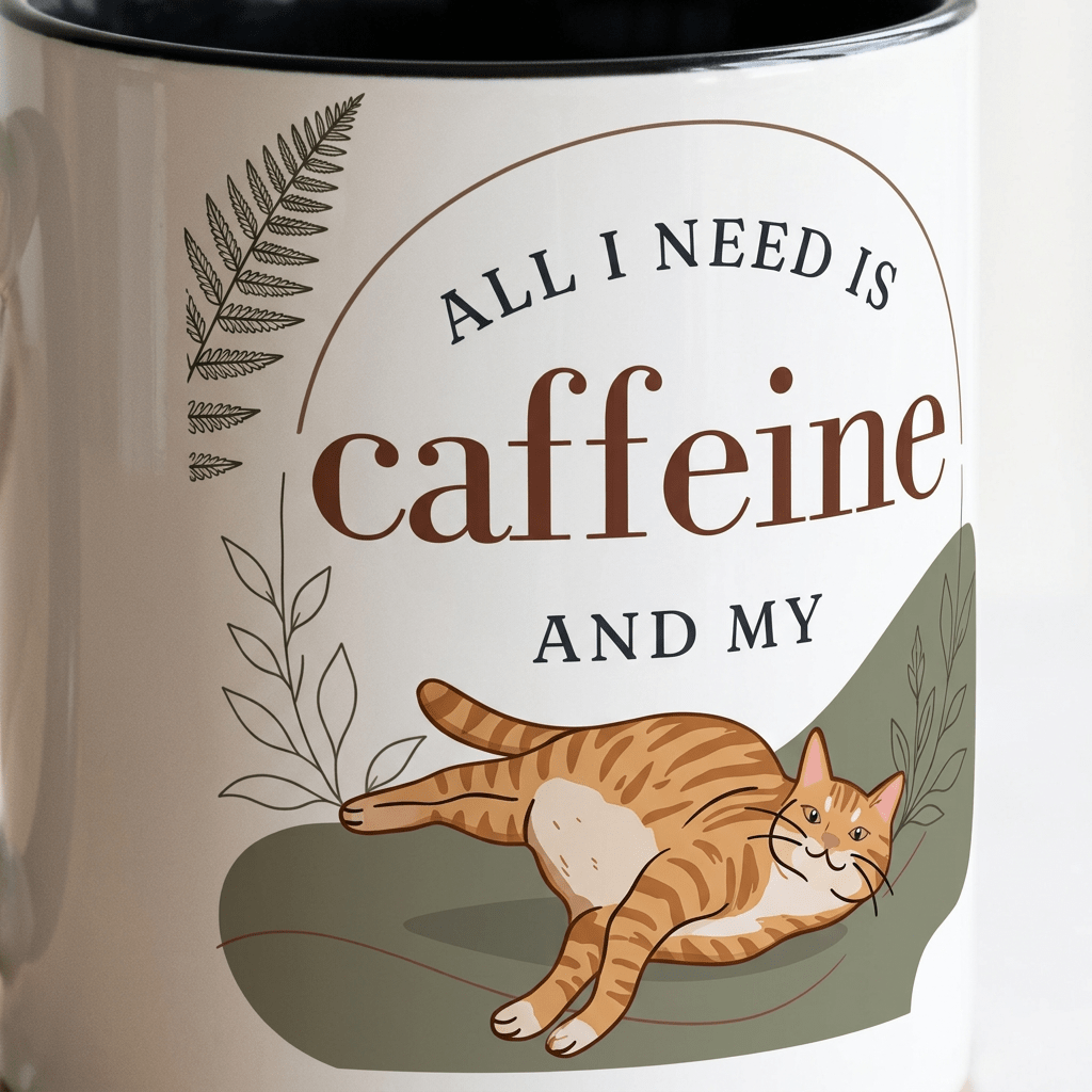 Personalised Cat Photo Mug – All I Need Is Caffeine and My Cat - #AlleyCrafters