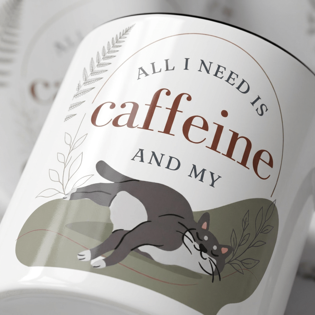 Personalised Cat Photo Mug – All I Need Is Caffeine and My Cat - #AlleyCrafters