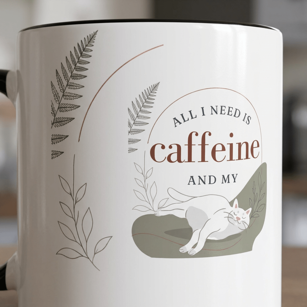 Personalised Cat Photo Mug – All I Need Is Caffeine and My Cat - #AlleyCrafters