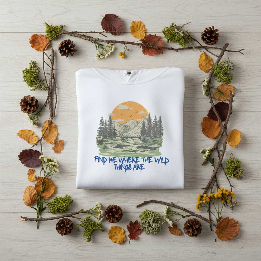 Find Me Where The Wild Things Are Hoodie - Nature Flat Lay