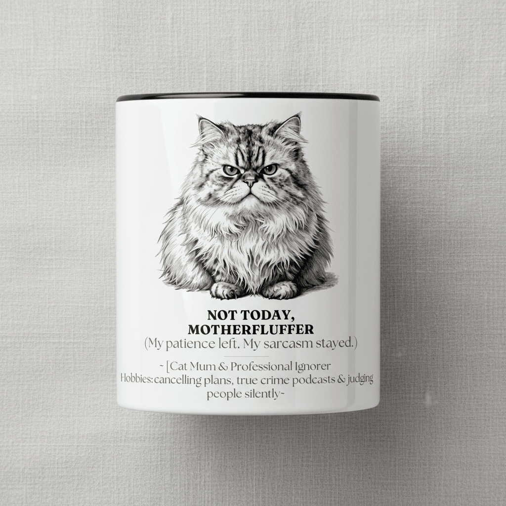 Not Today Motherfluffer Mug | Funny Cat Coffee Cup | Sarcastic Gift - AlleyCrafters