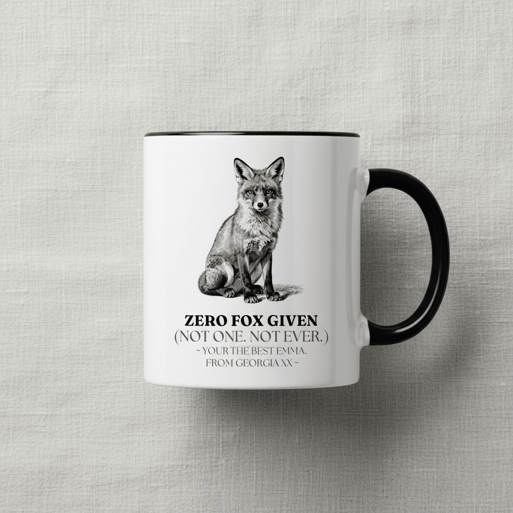 Zero Fox Given Mug | Funny Fox Coffee Cup | Sarcastic Gift for Her - AlleyCrafters