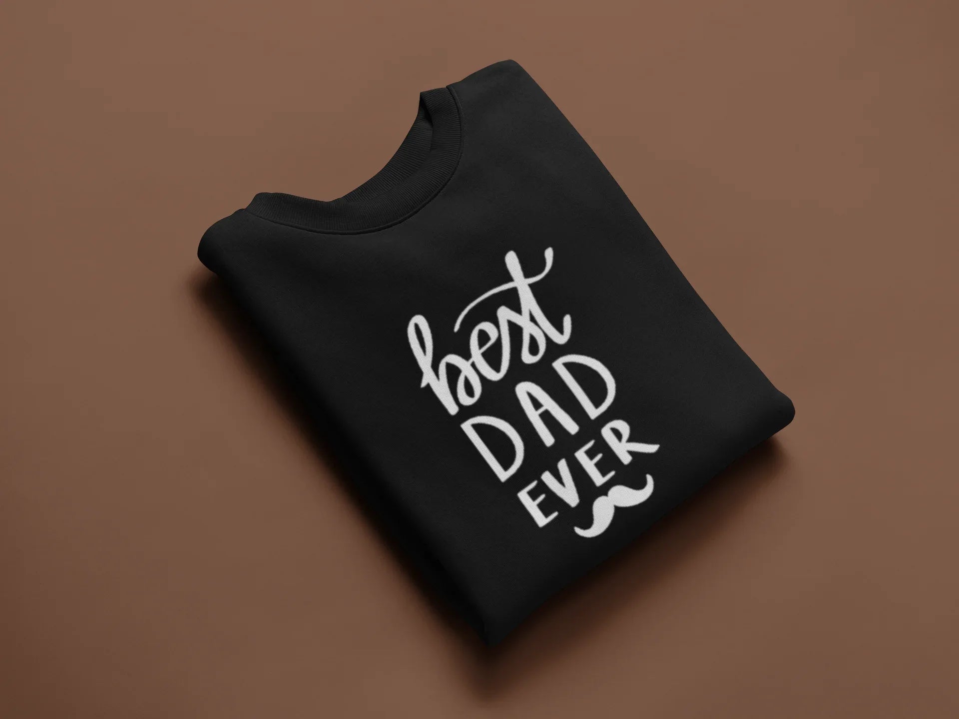 Black crewneck sweatshirt with 'best DAD ever' graphic print
