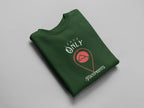 Bottle green crewneck sweatshirt, chest 'Leave Only Footprints' print