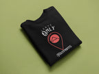 Black crewneck sweatshirt, chest 'Leave Only Footprints' print