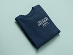 Navy crewneck birthday sweatshirt with printed “This is my BIRTHDAY shirt”