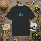 Black T-shirt with “Best Dad” retro graphic print in center of chest