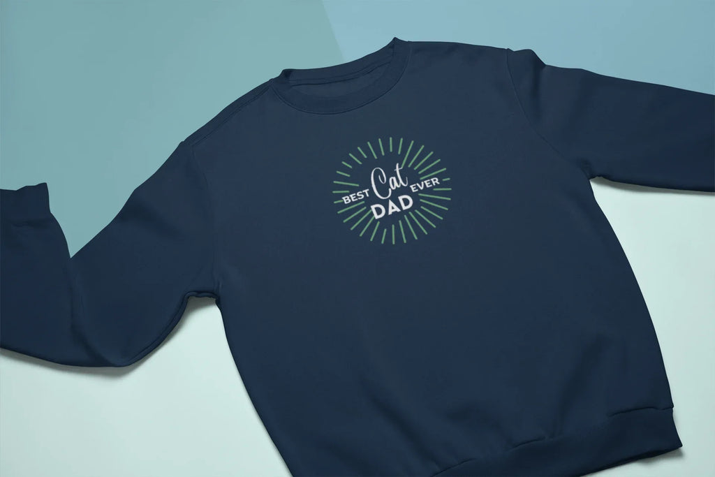 Cat Dad Sweatshirt — Retro Sunburst Cat Lover Crewneck - Alley Crafters