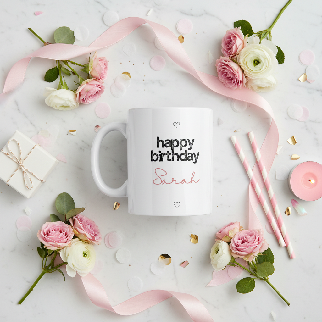 Flat lay with birthday props