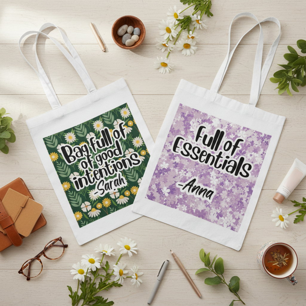 Flat lay with both tote bags