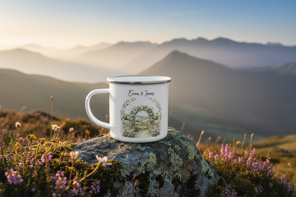 Floral Arch Mug – Mountain Setting – Emma & James