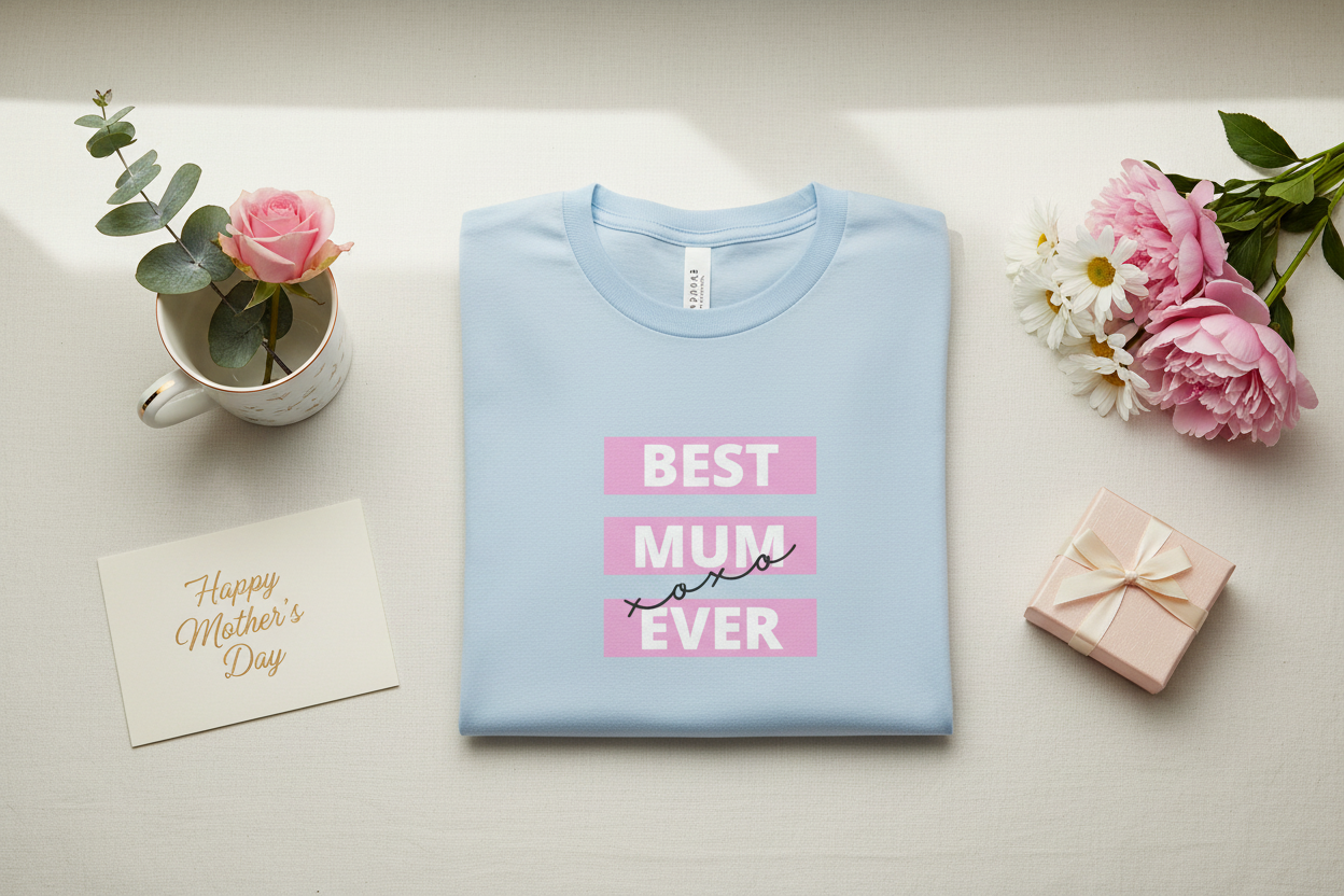 Folded Best Mum Ever T-Shirt with Gift Items