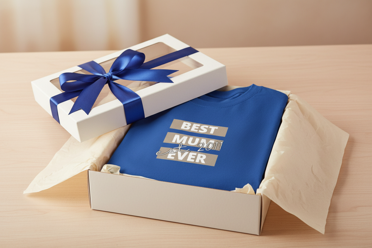 Folded Blue T-Shirt in Gift Box