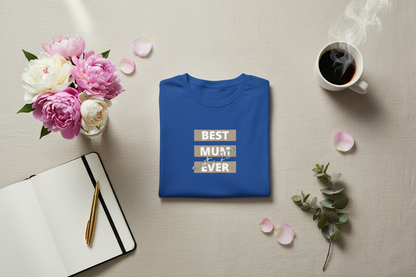 Folded Blue T-Shirt with Coffee & Flowers