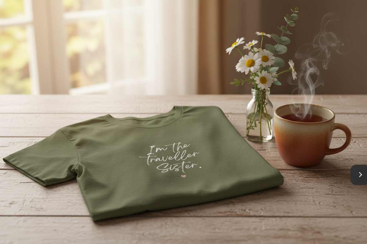 Folded Olive Tee on Wood