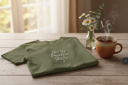 Folded Olive Tee on Wood