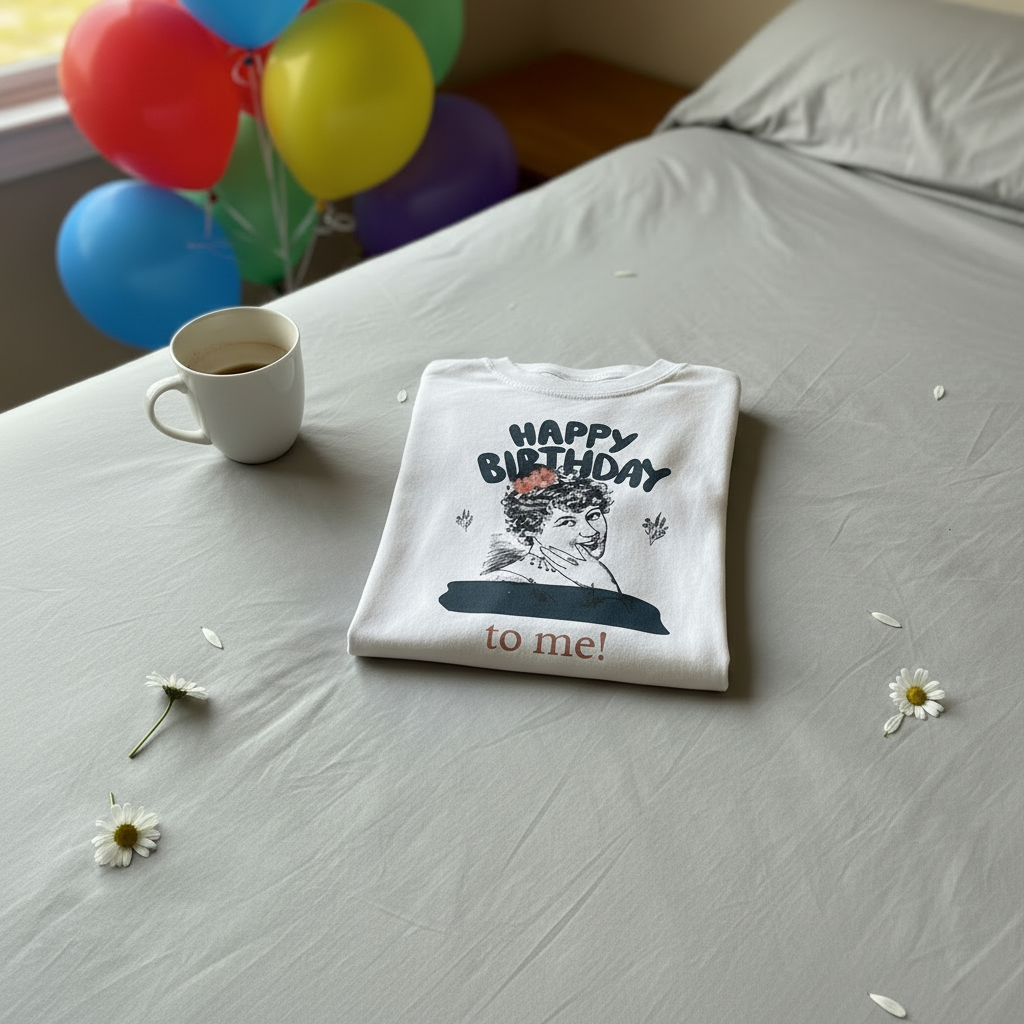 Folded on Bed with Balloons