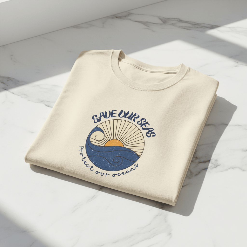 Save Our Seas T-Shirt | Retro Wave Ocean Conservation Tee UK - AlleyCrafters