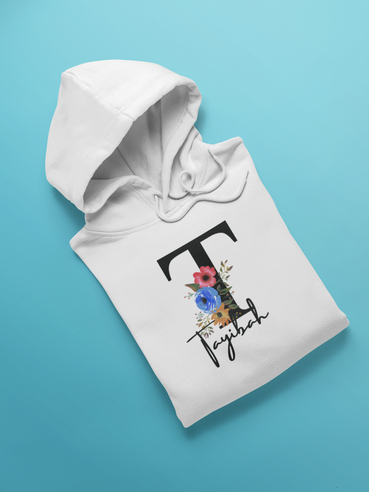 Personalised Floral Kids Hoodie - Custom Name Design