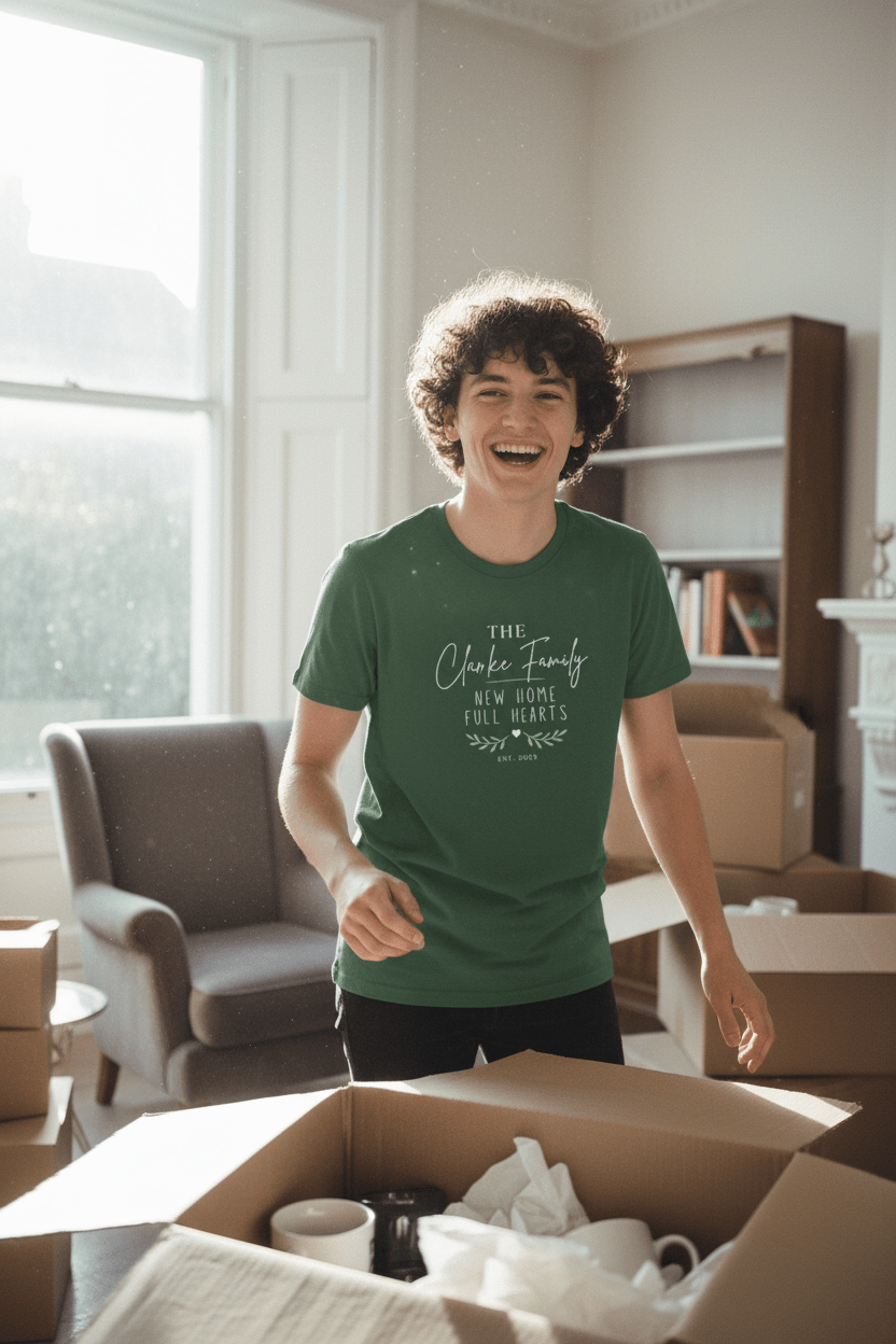 Personalised 'The [Name] Family' New Home T-Shirt | Housewarming Gift - AlleyCrafters