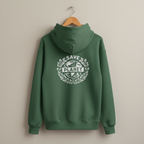 Forest green hooded sweatshirt with “Save the Planet” logo on the chest
