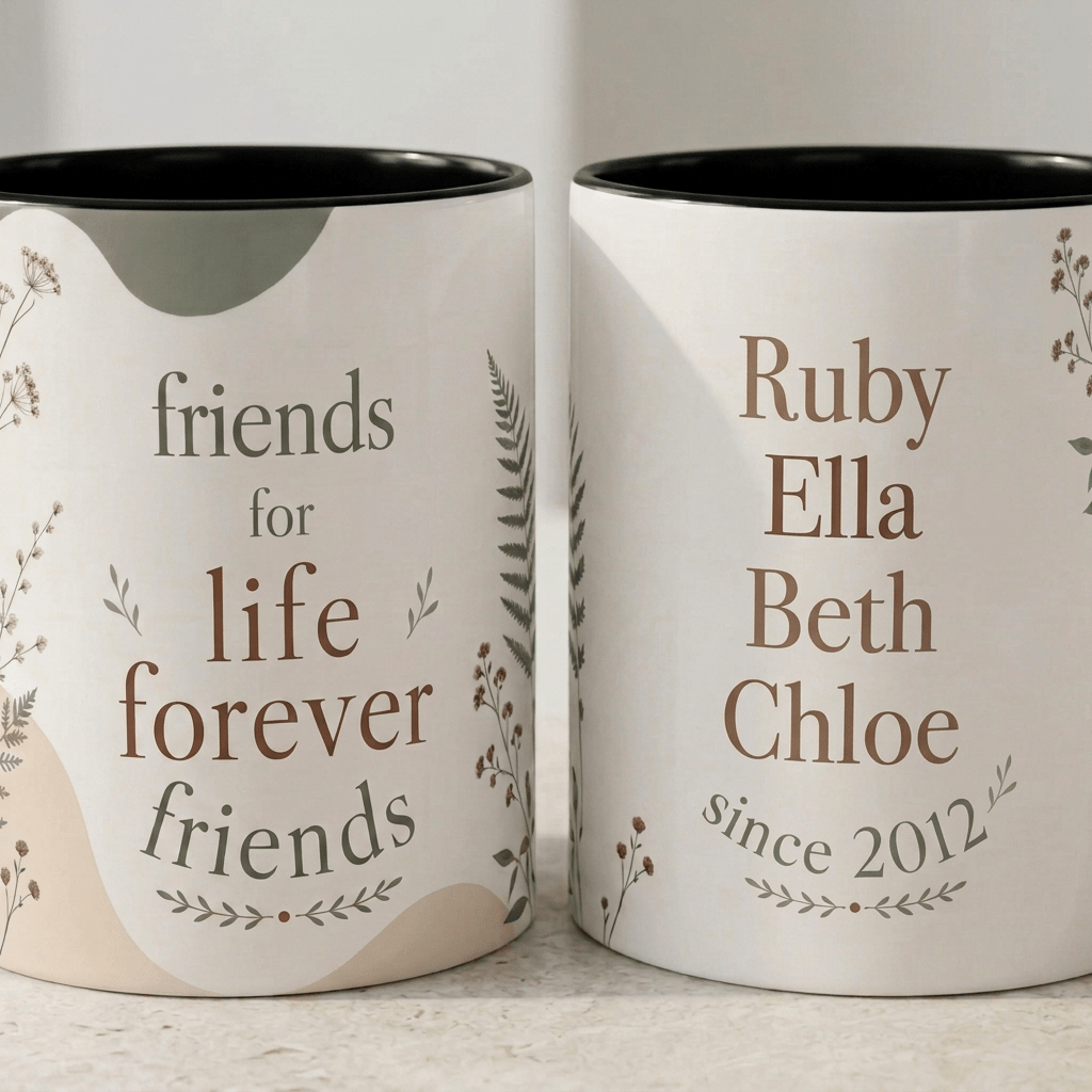 Personalised Friendship Mug – Friends for Life, Forever Friends - #AlleyCrafters