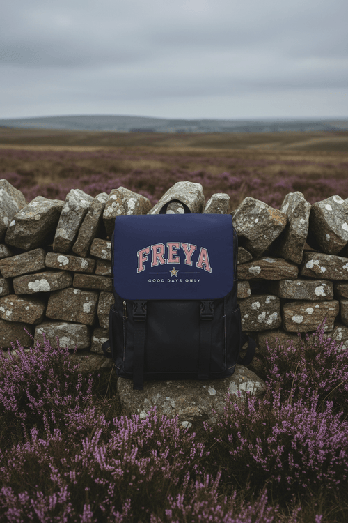 Personalised 'Good Days Only' Backpack — Navy Canvas Shoulder Bag - AlleyCrafters