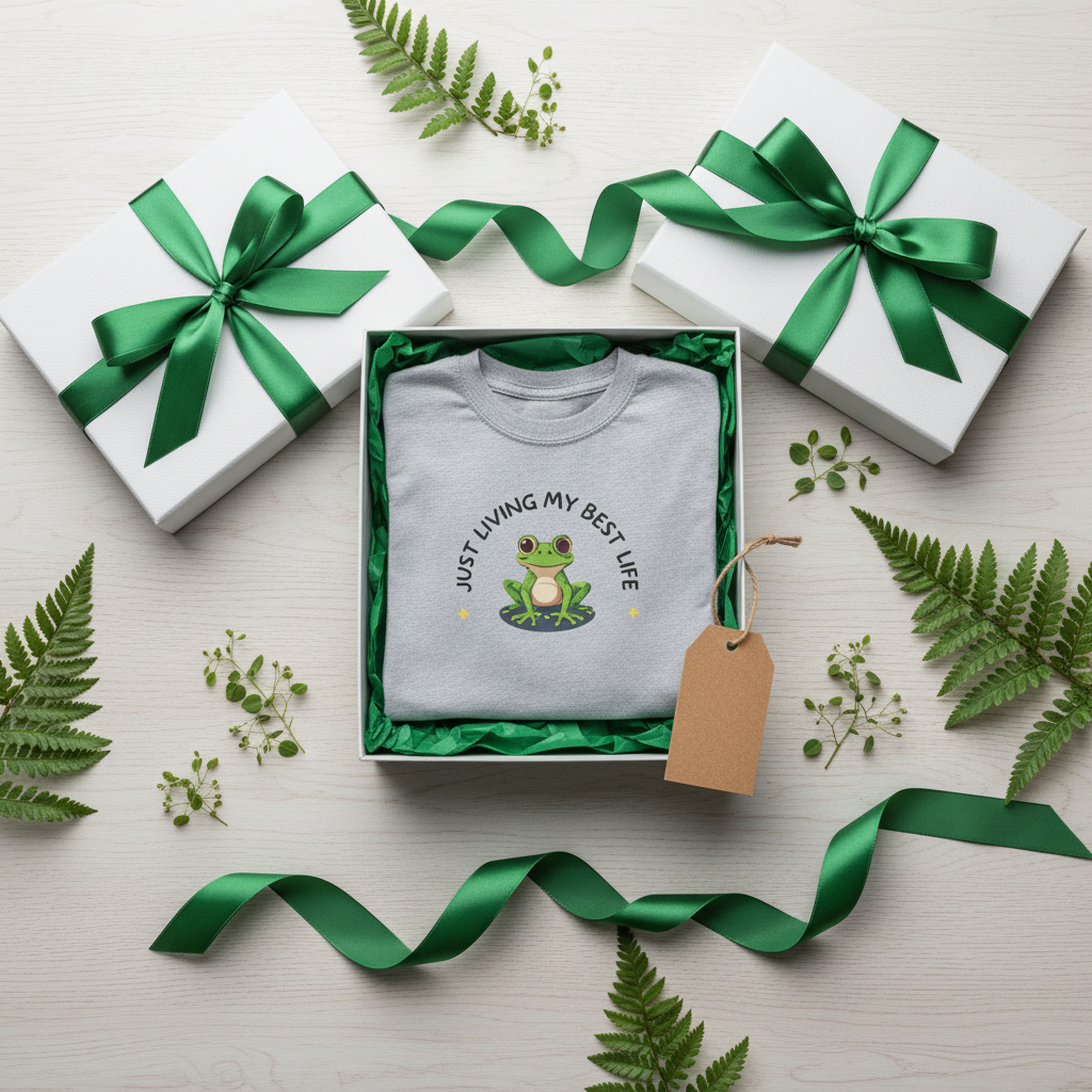 Frog Life grey gift wrap