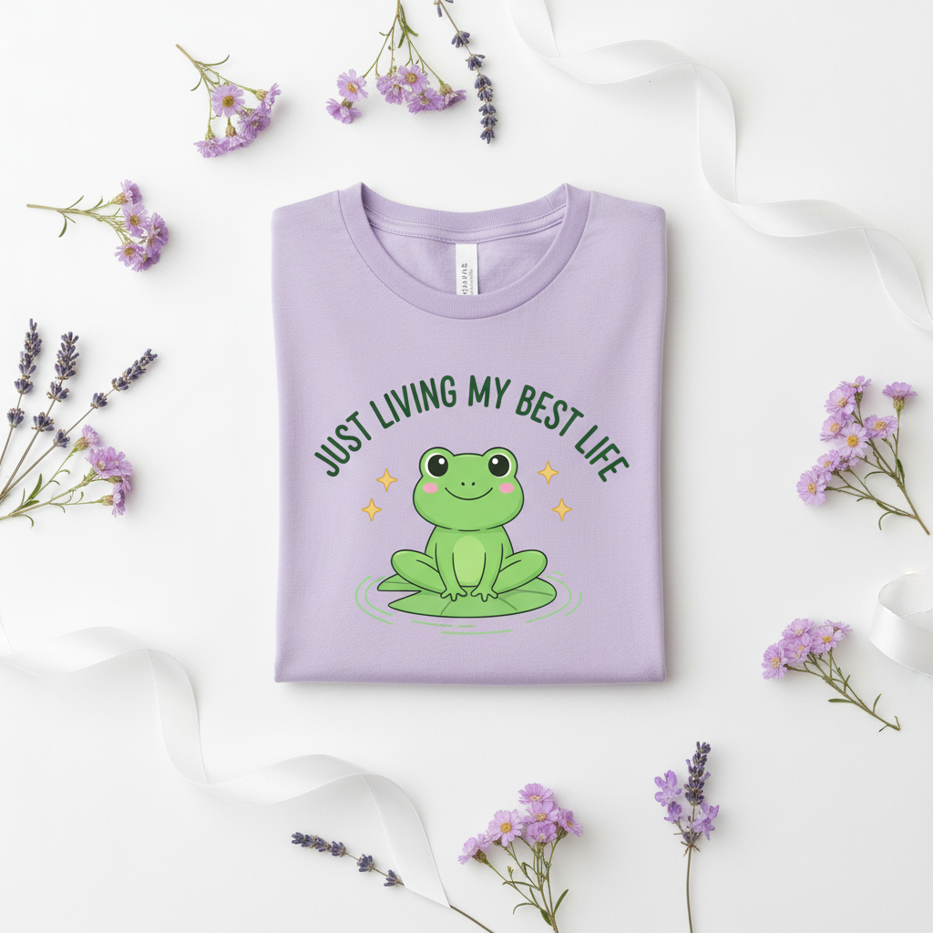 Frog Life lilac lavender flat lay