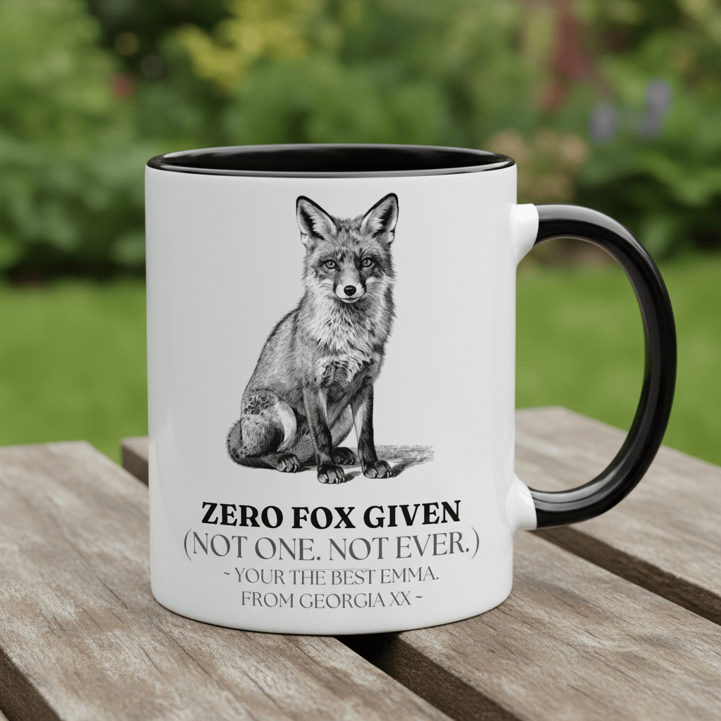 Zero Fox Given Mug | Funny Fox Coffee Cup | Sarcastic Gift for Her - AlleyCrafters