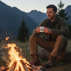 George enamel mug — campfire dusk UGC