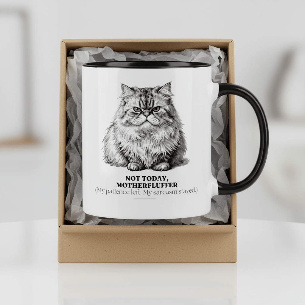 Not Today Motherfluffer Mug | Funny Cat Coffee Cup | Sarcastic Gift - AlleyCrafters