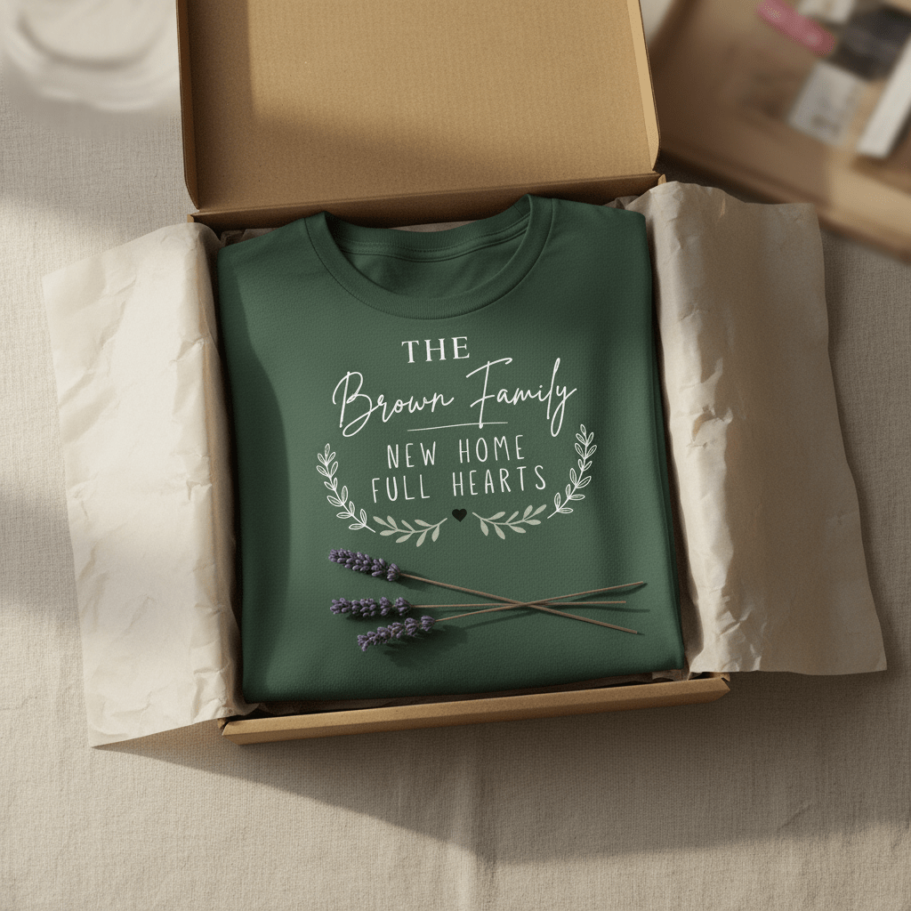 Personalised 'The [Name] Family' New Home T-Shirt | Housewarming Gift - AlleyCrafters
