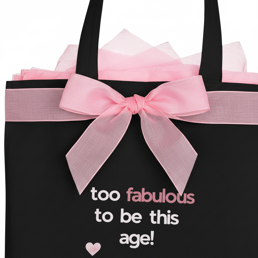 Gift wrapped black tote - zoomed in