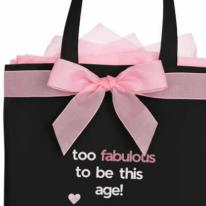 Gift wrapped black tote - zoomed in