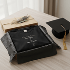 Black graduation T-shirt laid flat with 'Dear future, I'm ready' and class of 2026