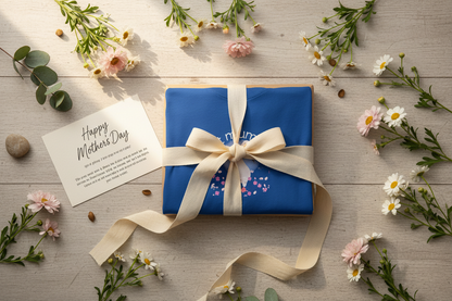 Gift-wrapped presentation with flowers