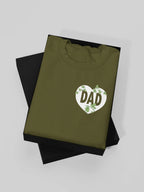 Military green sweatshirt with white DAD heart logo