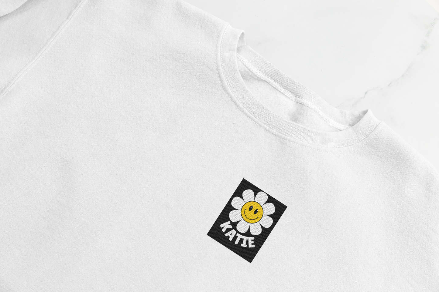 Embroidered Flower Patch Sweatshirt with Custom Name - Unisex
