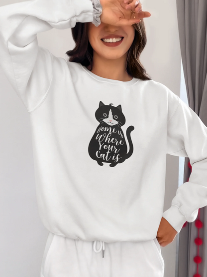 “Home Is Where Your Cat Is” Sweatshirt - Alley Crafters