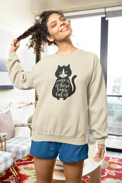 “Home Is Where Your Cat Is” Sweatshirt - Alley Crafters