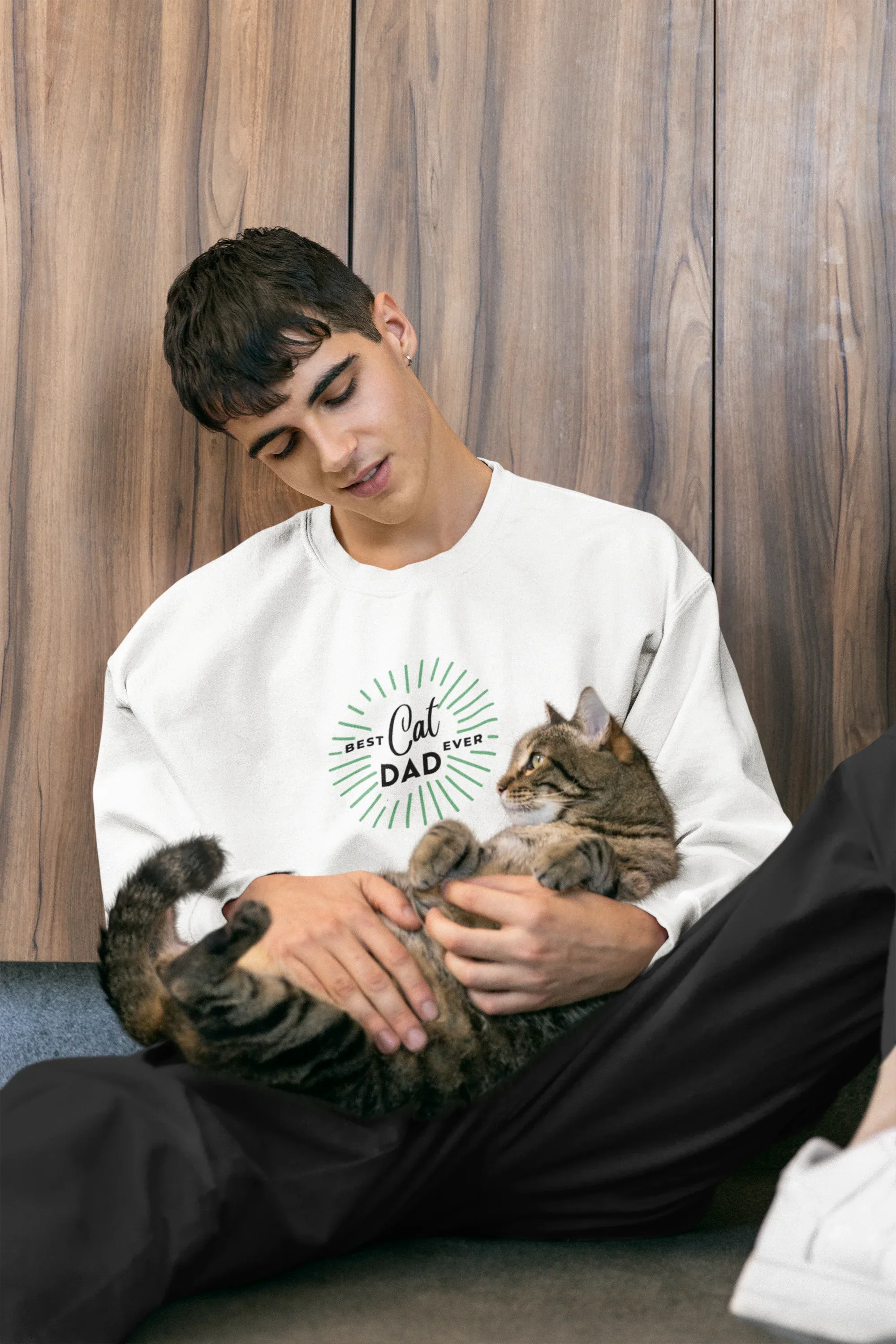 Cat Dad Sweatshirt — Retro Sunburst Cat Lover Crewneck - Alley Crafters